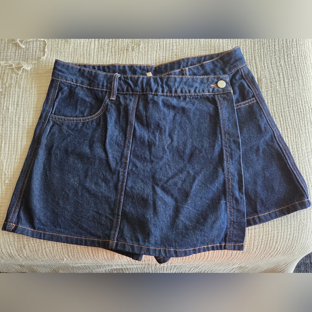 Dark Blue Wrap Denim Skort